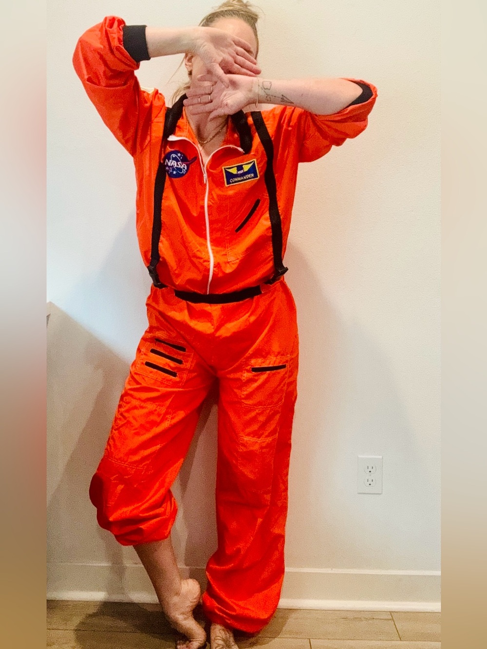 NASA Jumpsuit | Orange One-Piece Flight Suit | Adult Size L-XL